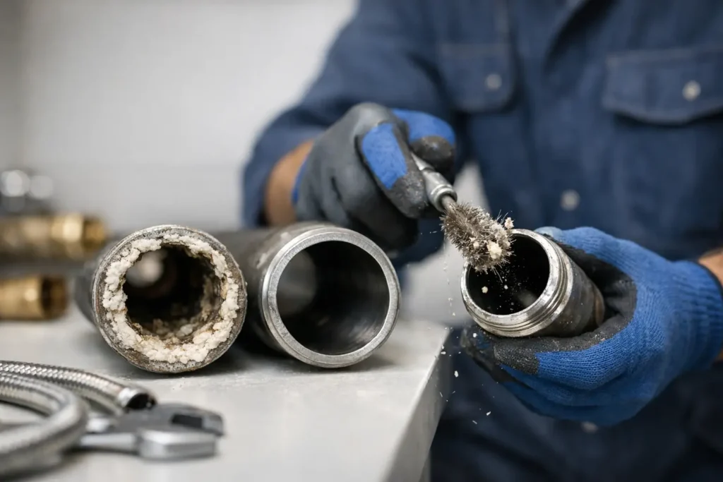 Bestaande kalkaanslag verwijderen waterleiding